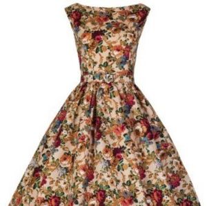 Adorable Floral Lindy Bop Dress. Size L 10-12